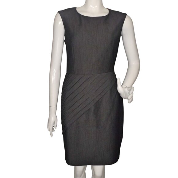 CALVIN KLEIN Dress, S, Folds/Origami Skirt, Sleeveless, Back Zip, Workwear, Gray - Picture 1 of 10